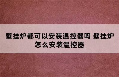 壁挂炉都可以安装温控器吗 壁挂炉怎么安装温控器